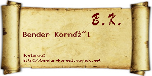 Bender Kornél névjegykártya